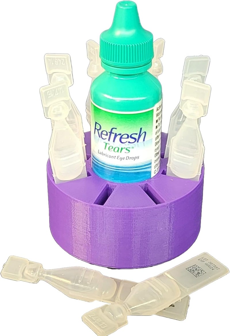 Znet3D Eye Drops Holder - Organizes 8 Single-use Disposable Vials & 1 Eye Drop Bottle - Keep everything together (Purple) - Image 2
