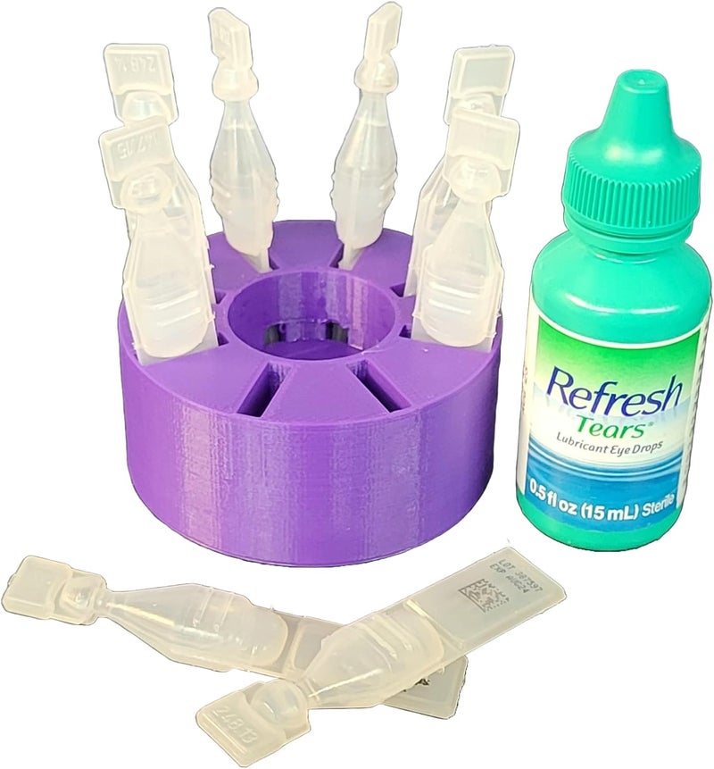 Znet3D Eye Drops Holder - Organizes 8 Single-use Disposable Vials & 1 Eye Drop Bottle - Keep everything together (Purple) - Image 3