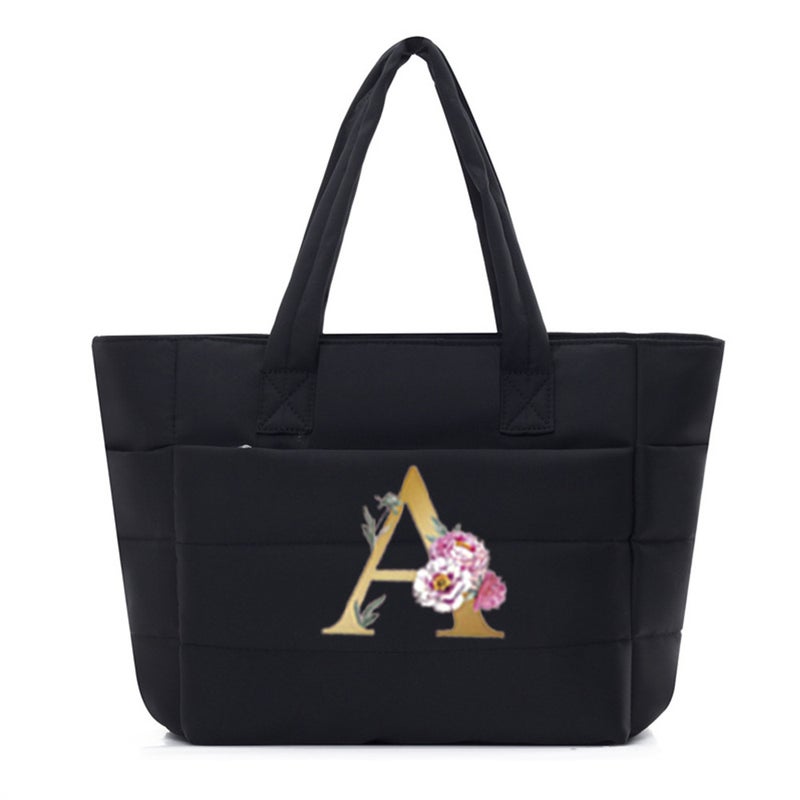 Large-Capacity Letter Tote Bag Handbag Multi-Compartment Shoulder Bag Fitness Travel Bag Letter Embroidery - Image 1