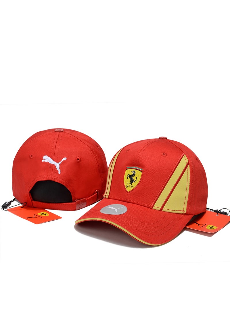 فيراري x Puma Cap: Racing Red, Gold Stripe  Dual Logos