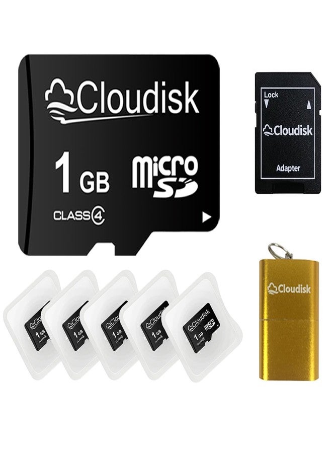 Cloudisk Pack of 5 Micro SD Card 1GB Flash Memory Card C4 with SD Adapter, Card Reader (1 GB) - Image 1