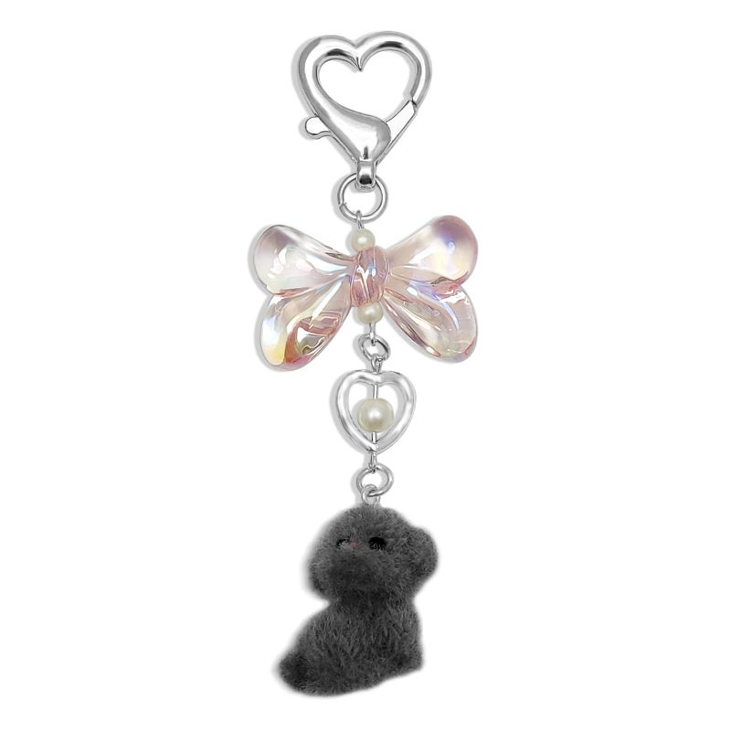 Nalefow Cute Dog Puppy Decor Keychain Aesthetic Y2K Purse Bag Charm Stylish Dog Pendant Accessories (Grey) - Image 1