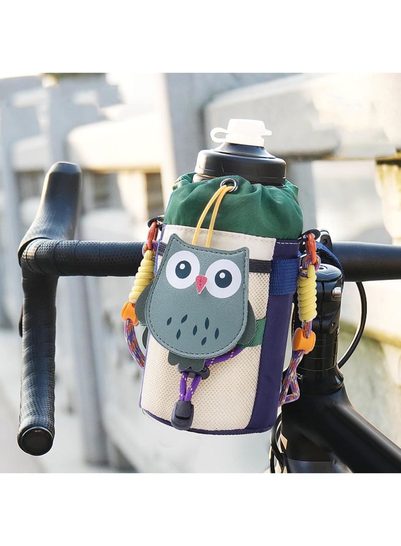 SOLARAE Cartoon Bike Water Bottle Holder, Mountain Bike Crossbar Front Bag, Bike Bag Waist Shoulder Bag with Extended Shoulder Strap, Drawstring Feed Bag for Mountain Bike, e-Bike, Wheelchair Scooter - Image 2
