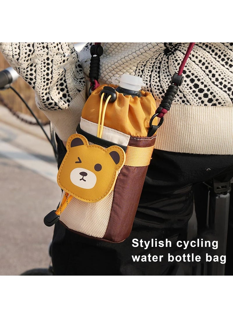 SOLARAE Cartoon Bike Water Bottle Holder, Mountain Bike Crossbar Front Bag, Bike Bag Waist Shoulder Bag with Extended Shoulder Strap, Drawstring Feed Bag for Mountain Bike, e-Bike, Wheelchair Scooter - Image 5