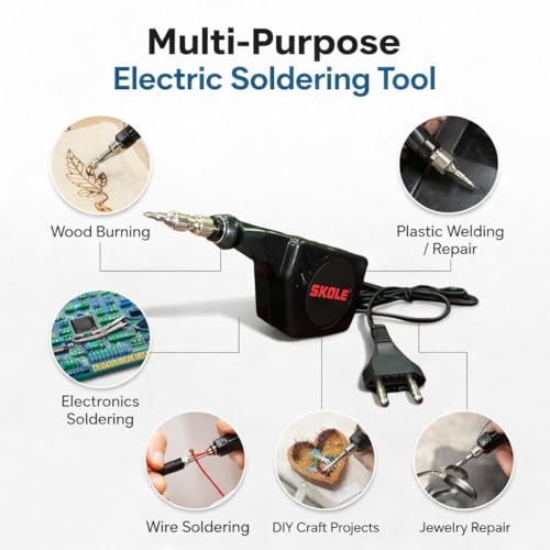 SKOLE Handy Electric Engraving Machine with Carbide Point | Multi-Surface Engraver Tool for Jewellery, Metal, Glass, Wood, Plastic & Leather | Compact & Lightweight Electric Engraver (Black) - Image 3