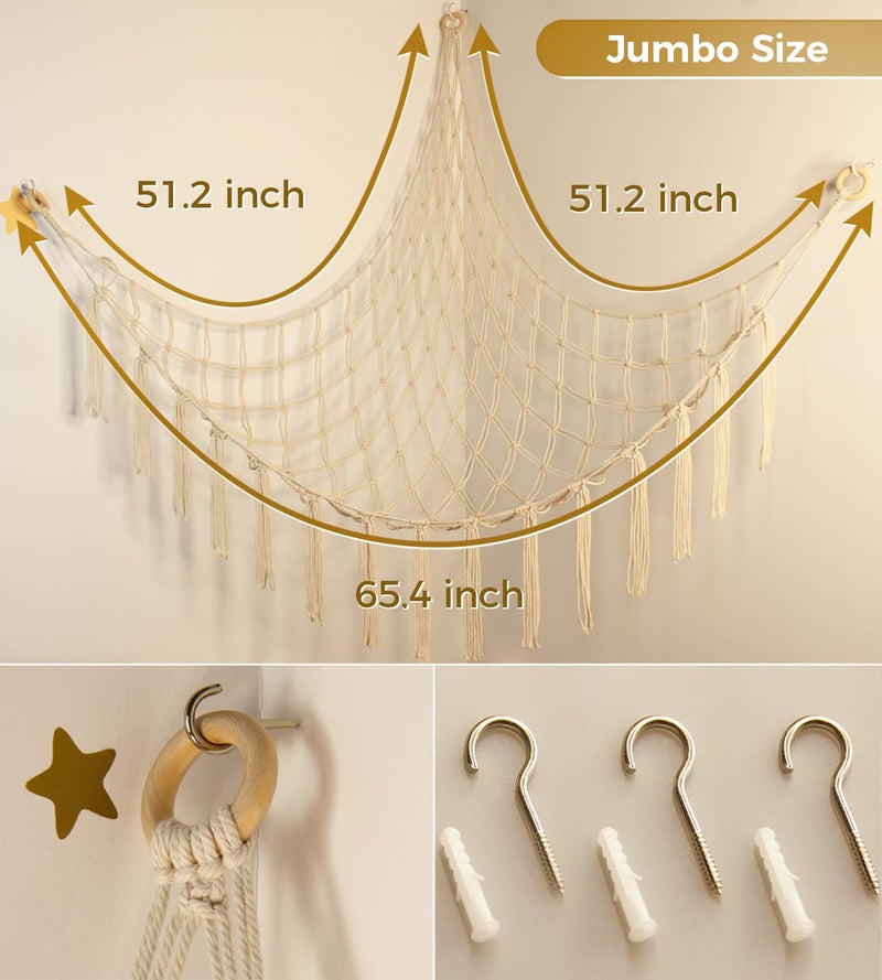 mirolam Stuffed Animal Storage Hammock Net - Toy Hammock Net for Stuffed Animals Corner - Hanging Stuff Animal Organizer Holder Large Size Baby Nursery Room Decor - Image 5