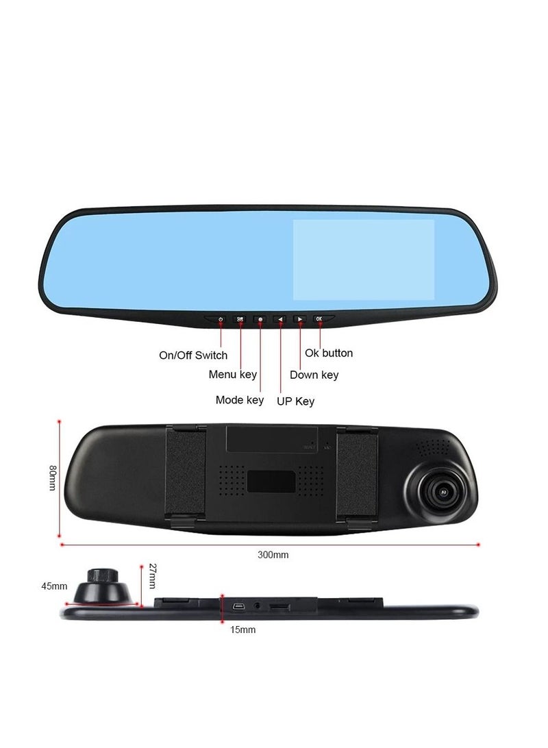 AROAQ Rearview Mirror Driving Recorder Dual Lens 4.19 Inch Car Monitoring HD 1080P Front And Rear Double Recording - Image 1