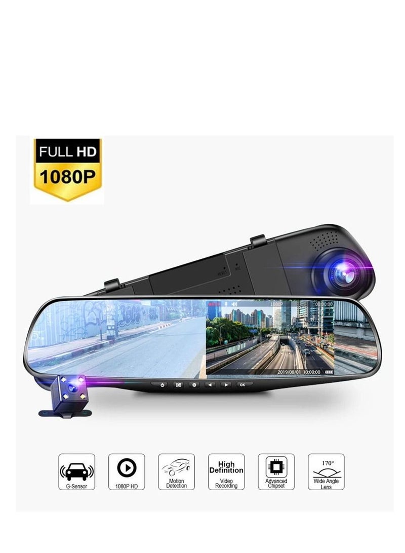 AROAQ Rearview Mirror Driving Recorder Dual Lens 4.19 Inch Car Monitoring HD 1080P Front And Rear Double Recording - Image 5