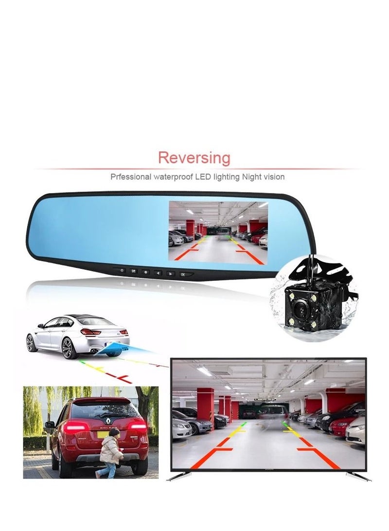 AROAQ Rearview Mirror Driving Recorder Dual Lens 4.19 Inch Car Monitoring HD 1080P Front And Rear Double Recording - Image 3