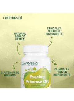 ambrosial Evening Primrose Oil 1000Mg (EPO) Cold Pressed Primrose Oil Capsules Pack of 2  - Image 5