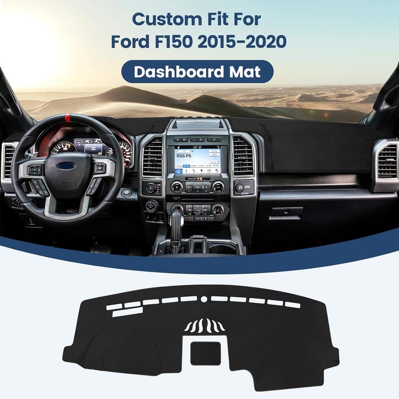 Rilsen Wide range usage design Dashboard Cover Mat Custom Fit for 2015-2020 Ford F150 Dash Cover Nonslip Dash Mat Protector Sunshade No Glare Black Condition adaptive build - Image 2