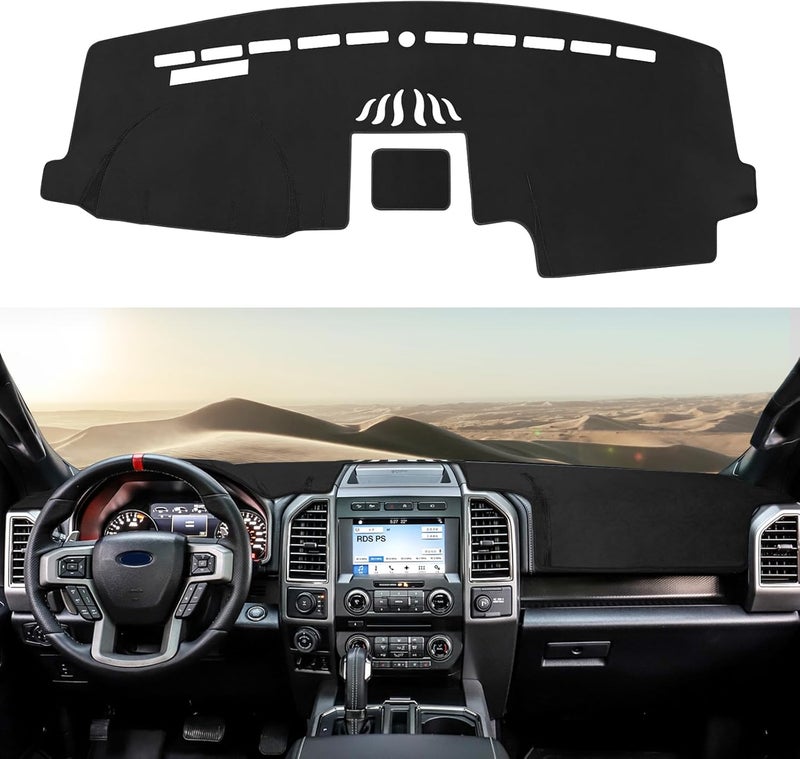 Rilsen Wide range usage design Dashboard Cover Mat Custom Fit for 2015-2020 Ford F150 Dash Cover Nonslip Dash Mat Protector Sunshade No Glare Black Condition adaptive build - Image 1
