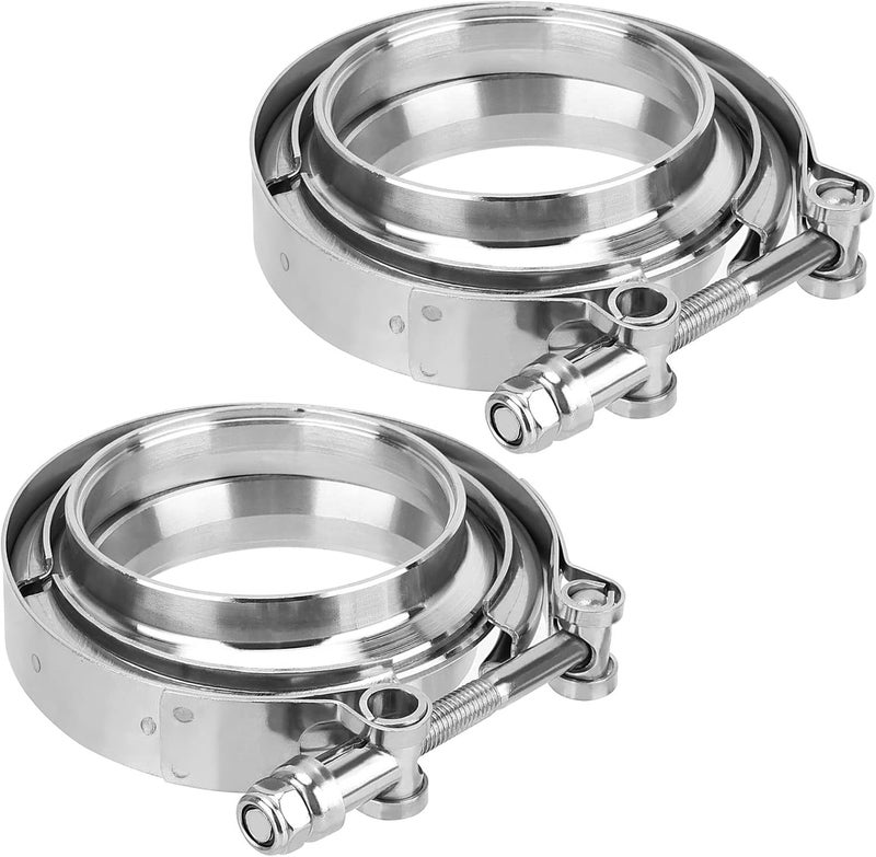 JOIKIT 2 Pack 4 Inches V Band Clamp - Stainless Steel Quick Release Clamp with Male Female Flanges for Turbo and Exhaust Systems - Image 1