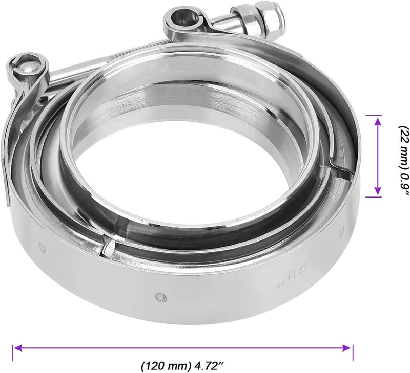 JOIKIT 2 Pack 4 Inches V Band Clamp - Stainless Steel Quick Release Clamp with Male Female Flanges for Turbo and Exhaust Systems - Image 2