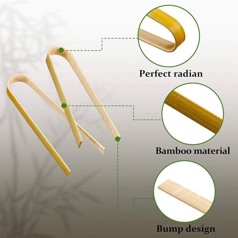 Patelai 90 Pieces Mini Bamboo Tongs - Disposable Wooden Cooking Utensils for Toast, Bread, Pickles, and Tea (4.7 Inch) - Image 3