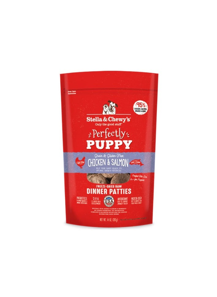 Stella & Chewys Stella & Chewys Dog FD Perfectly Puppy Chicken & Salmon Patties-14oz, Stella patties, Stella & Chewy patties, freeze-dried dog food, best dog food, nutrious dog food, patties for dogs, freeze-dried patties  - Image 1