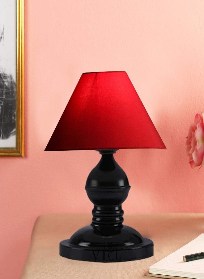VRCT Khadi Shade and Beautiful Table Lamp for Bedroom and Drawing Room (Red) - Image 1