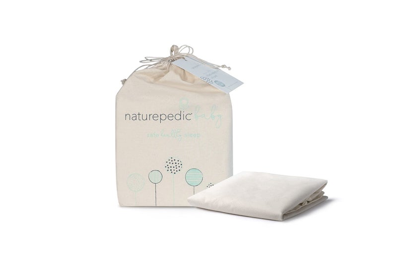 Naturepedic غطاء وسادة تغيير طبيعية عضوية بتصميم مريح - سهل التنظيف، خفيف الوزن وقابل للحمل - مريح من الجانبين و4 جوانب لغطاء وسادة تغيير حفاضات الأطفال - 16" x 31" - Image 1