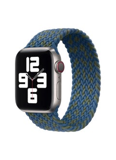 Replacement Strap Nylon Single-turn Braided Watch Band For Apple Watch Series 9&8&7 41mm / SE 3&SE 2&6&SE&5&4 40mm / 3&2&1 38mm, Length:155mm Blue Green
