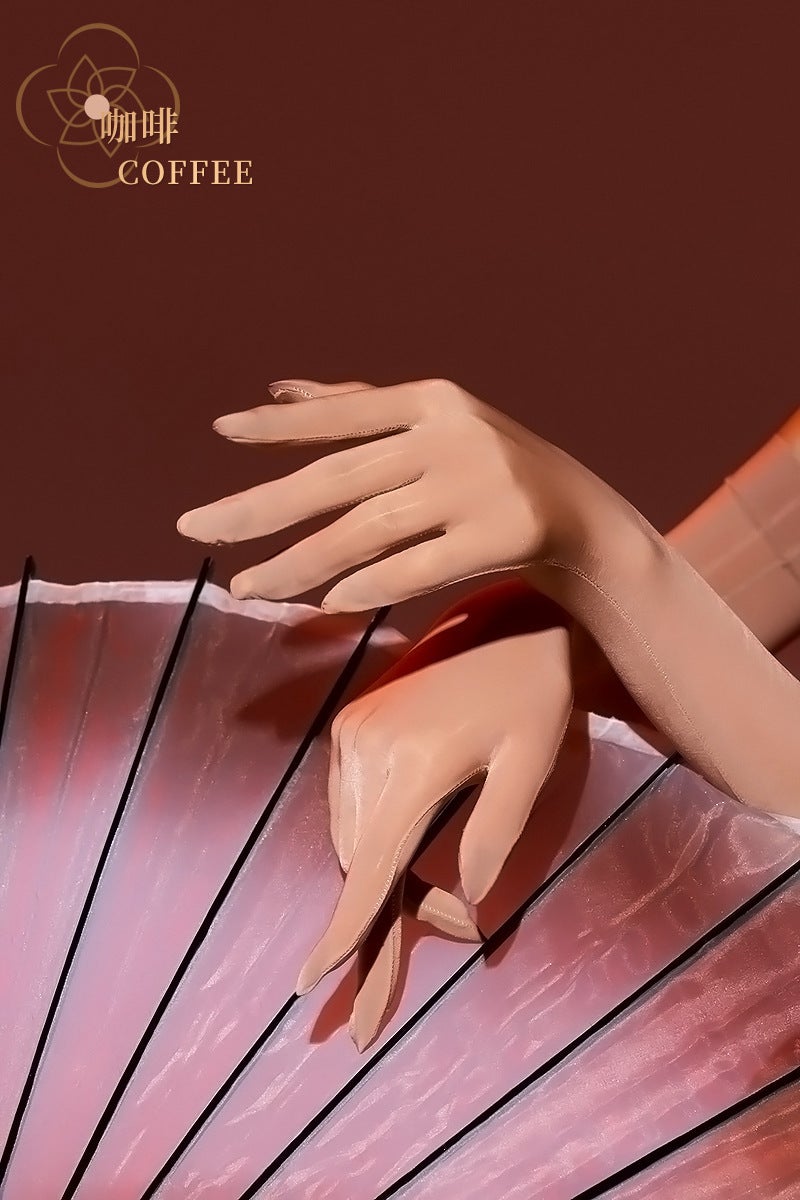 Ultra-Thin Silk Gloves Five-Finger Stockings White - Image 2