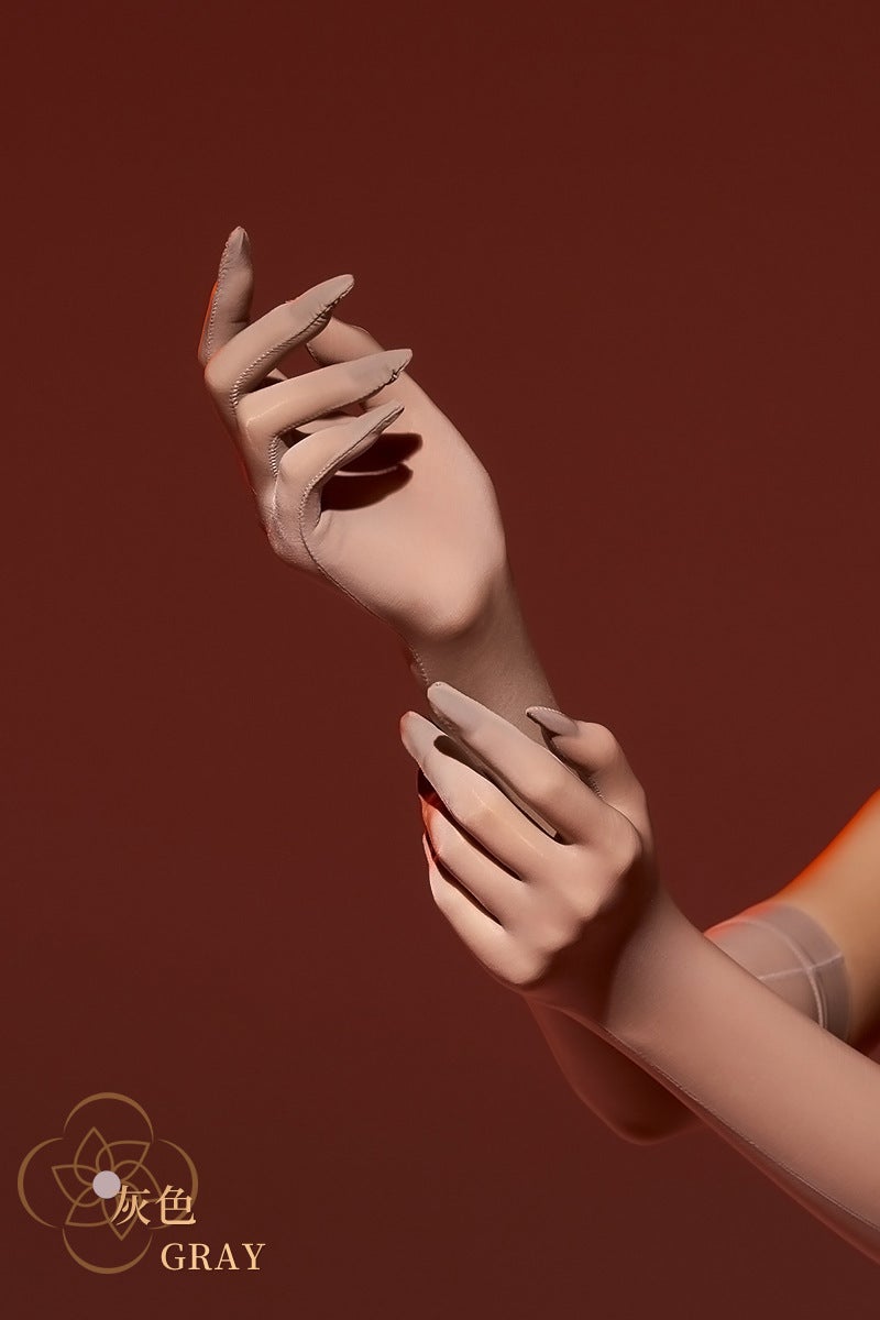 Ultra-Thin Silk Gloves Five-Finger Stockings White - Image 3