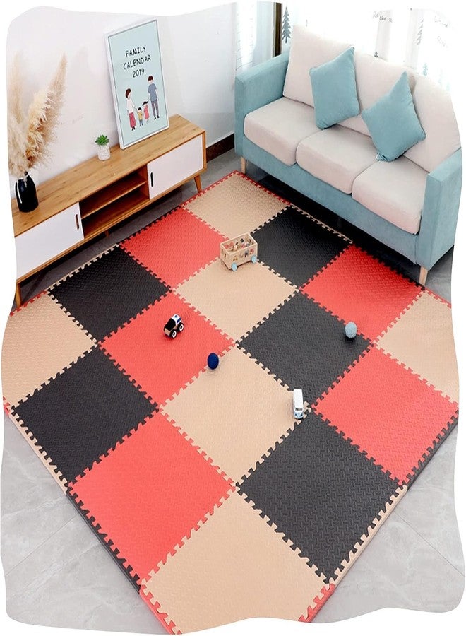 SIGNATRON Puzzle Flooring || Kids Interlocking Play mat || Shop Floor Mat || Kitchen Floor Mat || Pet Mat ||12 MM Thick (Red - Black - White, 6 Pcs) - Image 1
