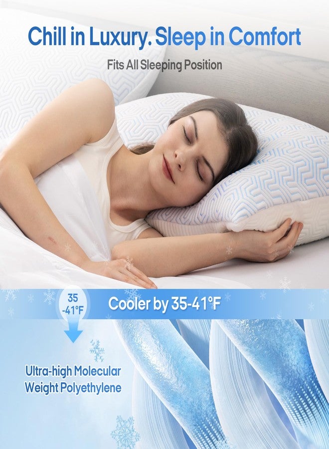 بيورداون وسادة بيور داون® المبردة المصنوعة من ريش الإوز، طقم من قطعة واحدة، حشوة وسادة سرير قياسية مع غطاء وسادة ناعم ومبرد لنوم منعش - Image 5