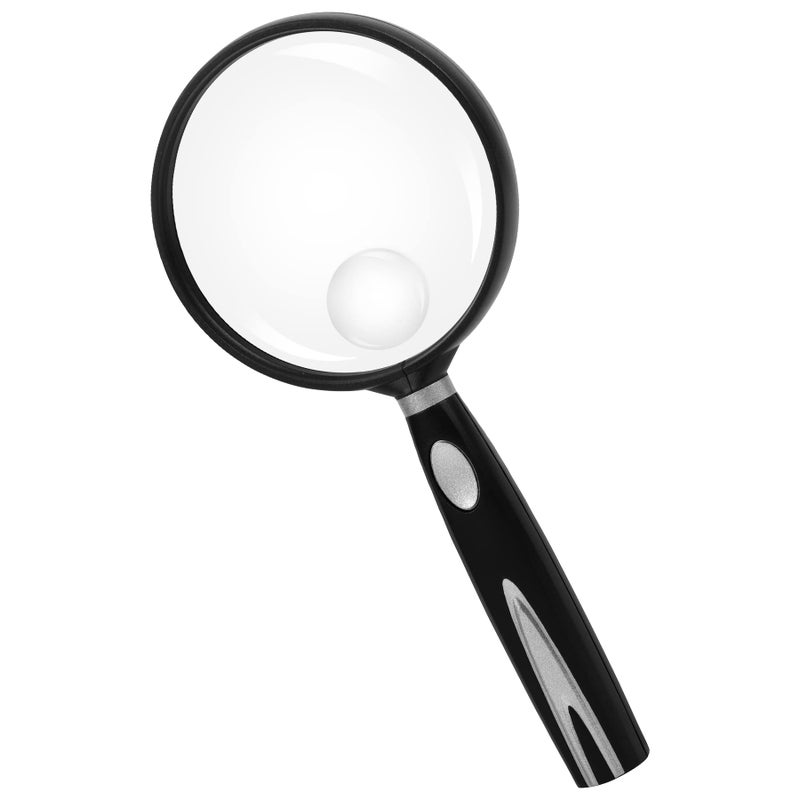 Feosky Handheld Reading Magnifier, 10X Magnifier, 75mm Shatterproof Lens, Non-Slip Handle for Adults Close Work, Seniors Reading and Nature Exploration, Hobby Observation(Silver) - Image 1