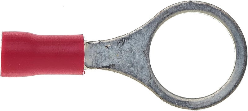 Keple Ring Crimp Terminal - Pack of 100, Red, 10mm, 25A, 22-16 AWG - Heat Shrink Ring Connectors, Tinned Copper Connectors, Insulated Ring Wire Terminals - Image 4