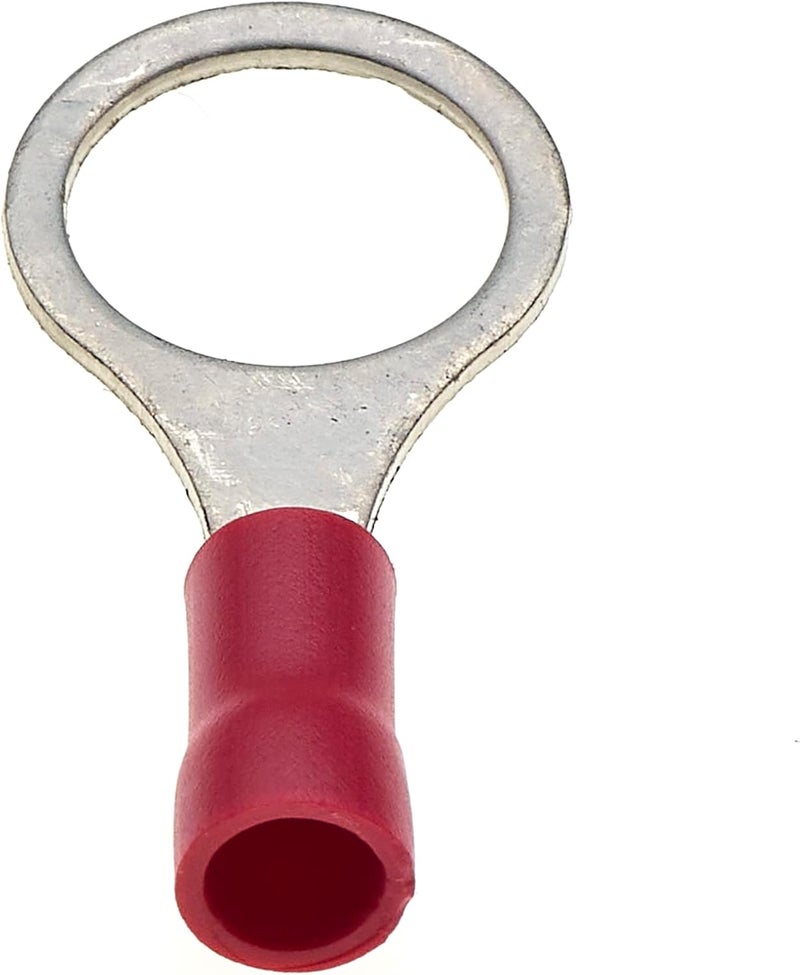 Keple Ring Crimp Terminal - Pack of 100, Red, 10mm, 25A, 22-16 AWG - Heat Shrink Ring Connectors, Tinned Copper Connectors, Insulated Ring Wire Terminals - Image 3