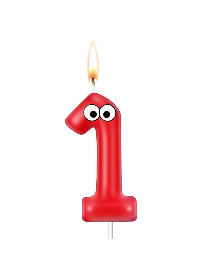 Mtlee Number Birthday Candle Monster Theme Candles Cookies Cake Topper for Girl Boy Cartoon Birthday Party Cake Decorations Supplies(Red,Number 1) - Image 1