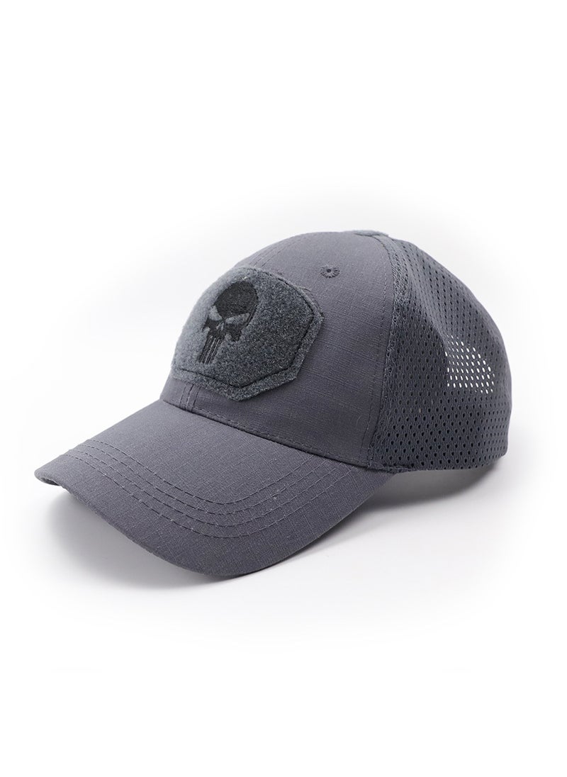 Generic Outdoor Summer Sun Protection Embroidered Duck Tongue Cap Embroidered Baseball Cap Army Fan Tactical Hat Style Nylon Material Grey 