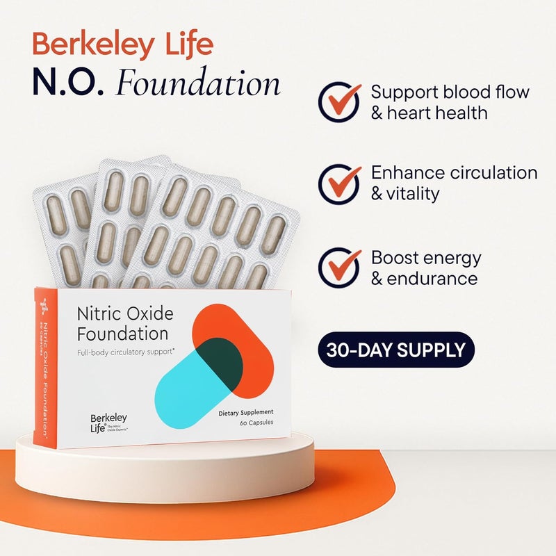 Berkeley Life Berkely Life Nitric Oxide Foundation FullBody Circulatory Support  Nitric Oxide Supplement with Organic Beet Root Powder Supports Healthy Blood Pressure Heart  Cardiovascular Health  60 Capsules - Image 2