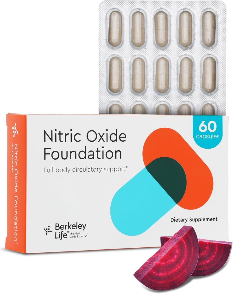 Berkeley Life Berkely Life Nitric Oxide Foundation FullBody Circulatory Support  Nitric Oxide Supplement with Organic Beet Root Powder Supports Healthy Blood Pressure Heart  Cardiovascular Health  60 Capsules - Image 1