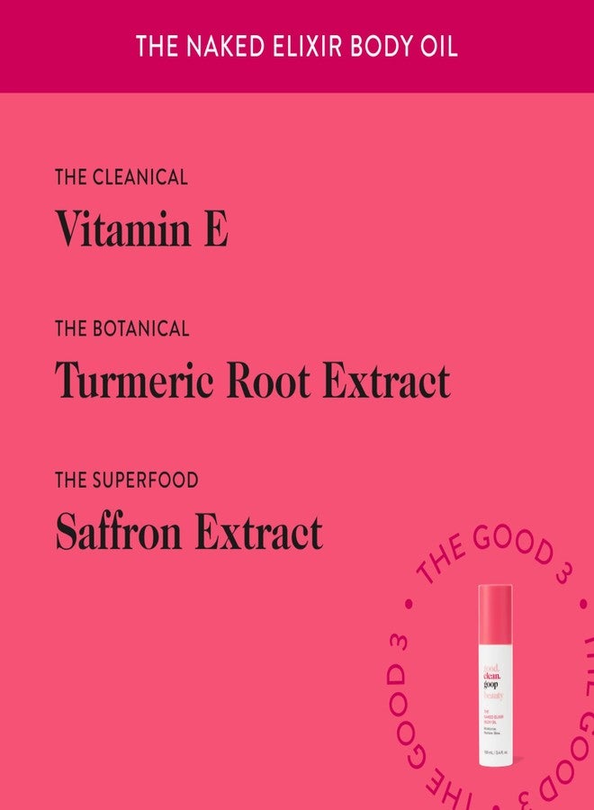 good.clean.goop beauty The Naked Elixir Body Oil | Body Oil to Hydrate Skin Barrier | Vitamin E Oil, Turmeric Root Extract & Saffron Extract | Body Moisturizer | Cruelty-Free & Vegan | 3.4 Fl oz - Image 4