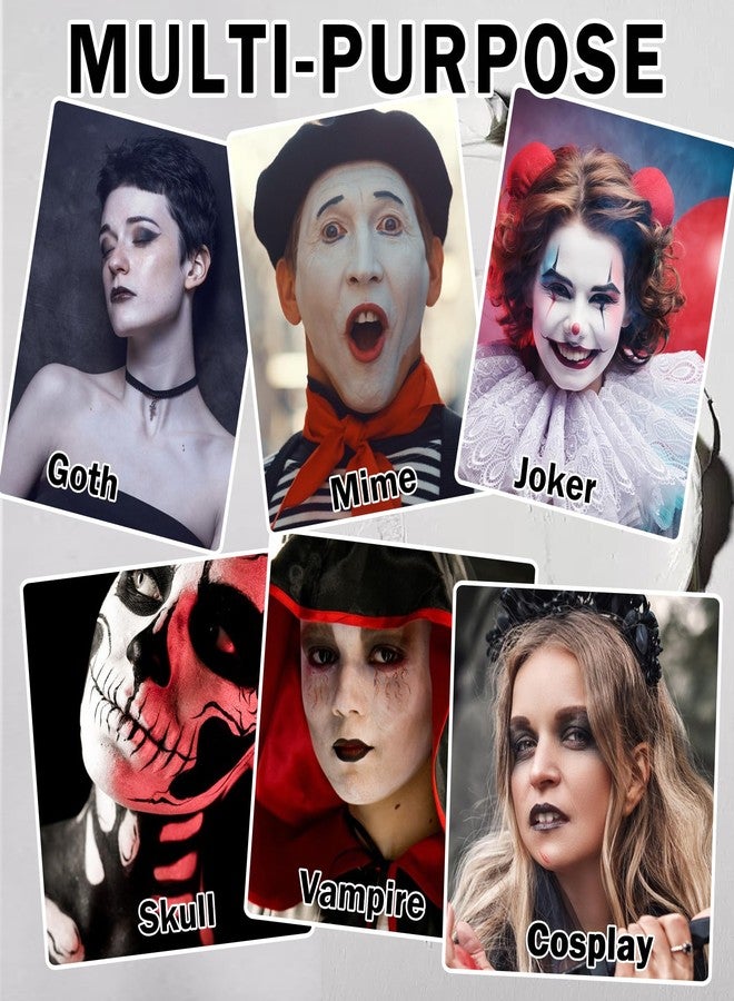 QIUFSSE Black and White Face Painting Kit Professional Halloween Face Paint,Oil Based Face Paint Halloween Makeup Kit with 3Pcs Facepaint Brushes,Body Paint for Cosplay,Costume and Theater - Image 5