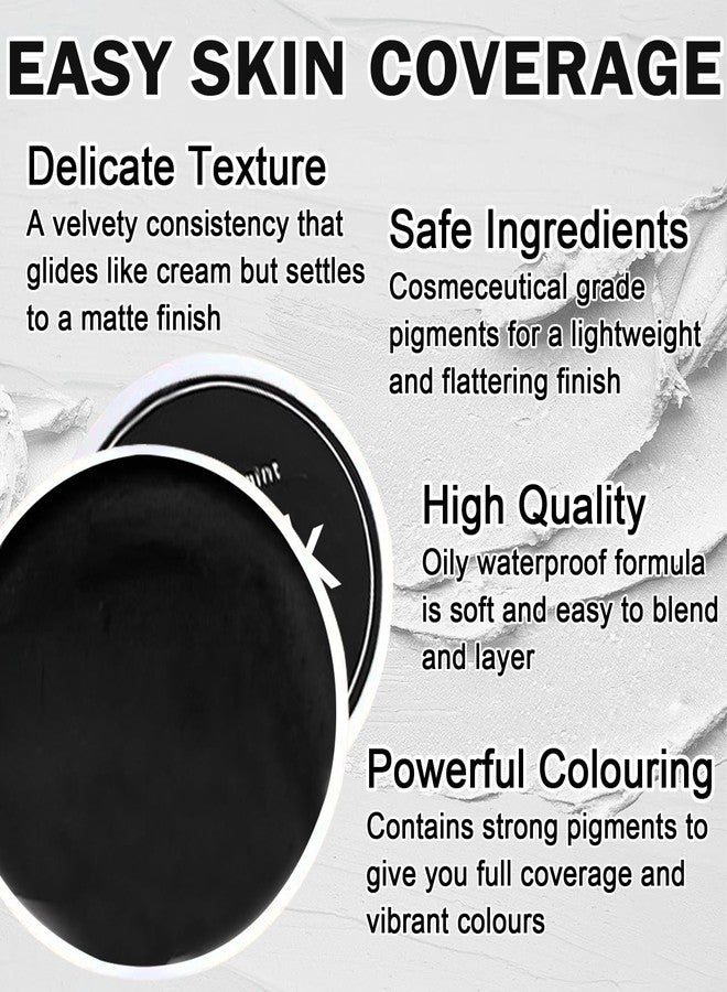 QIUFSSE Black and White Face Painting Kit Professional Halloween Face Paint,Oil Based Face Paint Halloween Makeup Kit with 3Pcs Facepaint Brushes,Body Paint for Cosplay,Costume and Theater - Image 3