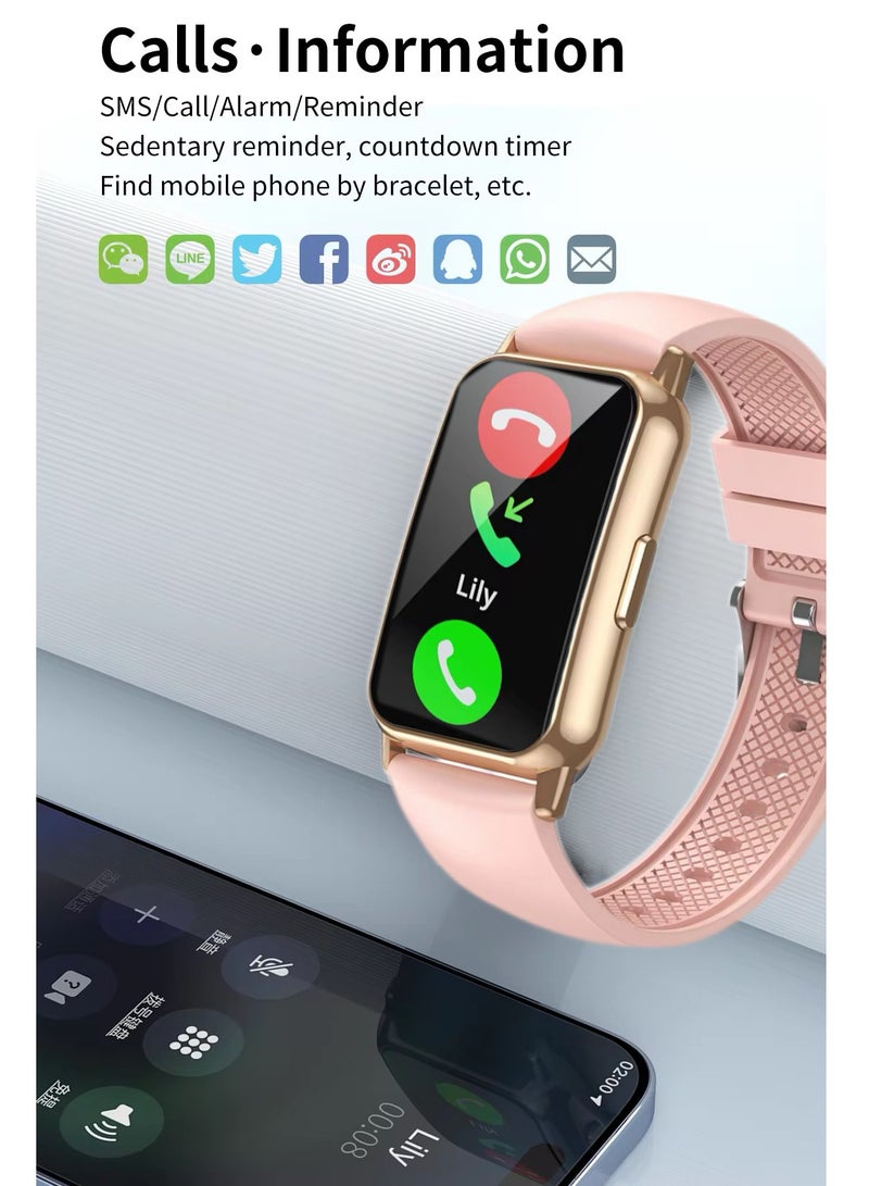 Lady Smart Watch Sport Fitness Tracker Business for Women 1.47 Inch Lightweight HD Display Bluetooth Call AI Waterproof Multi-Functional for Android & iOS for Boys Girls Teens Silicone Strap Pink - Image 4