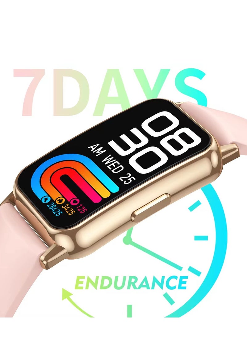 Lady Smart Watch Sport Fitness Tracker Business for Women 1.47 Inch Lightweight HD Display Bluetooth Call AI Waterproof Multi-Functional for Android & iOS for Boys Girls Teens Silicone Strap Pink - Image 5