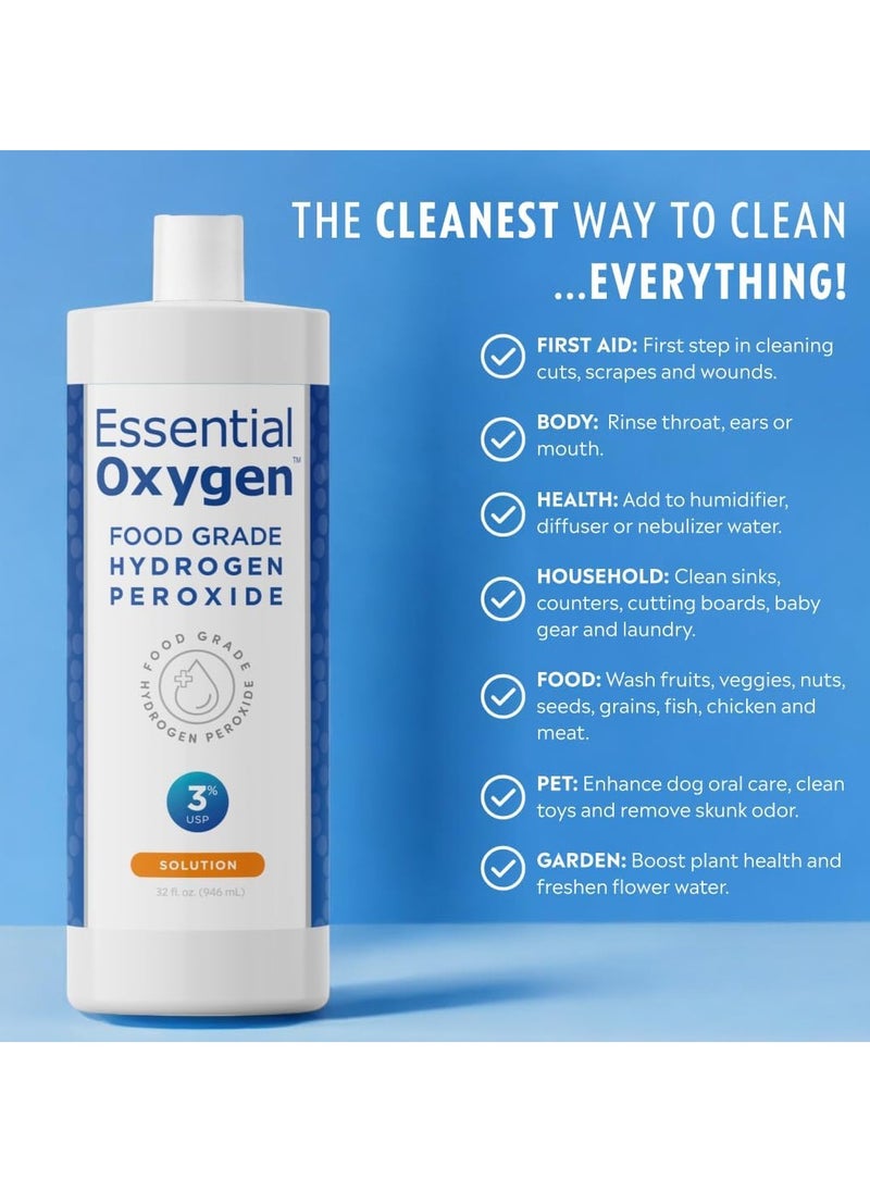 Essential Oxygen Food Grade Hydrogen Peroxide 3% USP, Solution, 32 fl. oz  - Image 2