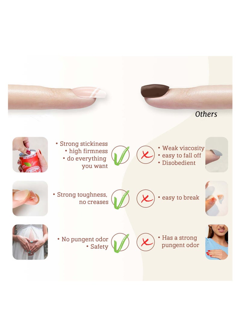 SYOSI Press on Nails, 24 Pcs Short French Pink Square Glossy False Nails Full Cover Sticks on Nails Medium Acrylic Nails Art Tips Salon Nude Manicure for Women - Image 5