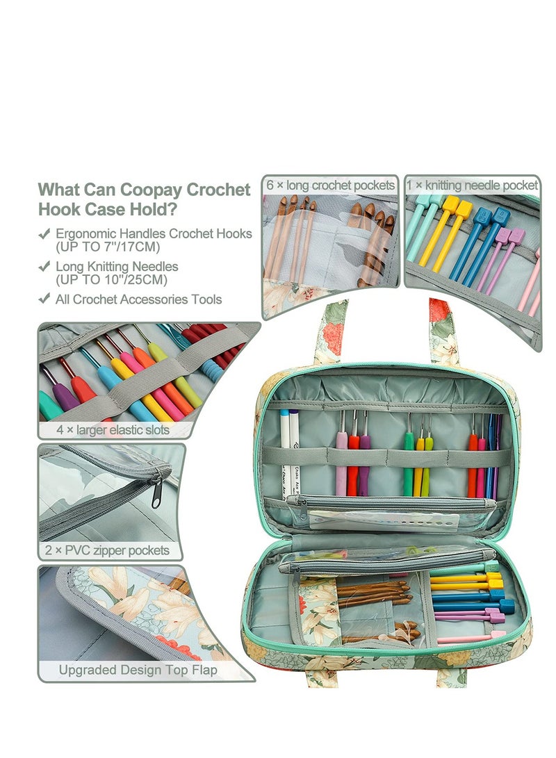SOLARAE Large Crochet Hook Case with Handle, Portable Knitting Needle Organizer, Travel Storage Bag for All Ergonomic Crochet Hooks and Knitting Supplies, Perfect for Crochet and Knitting Enthusiasts. - Image 4