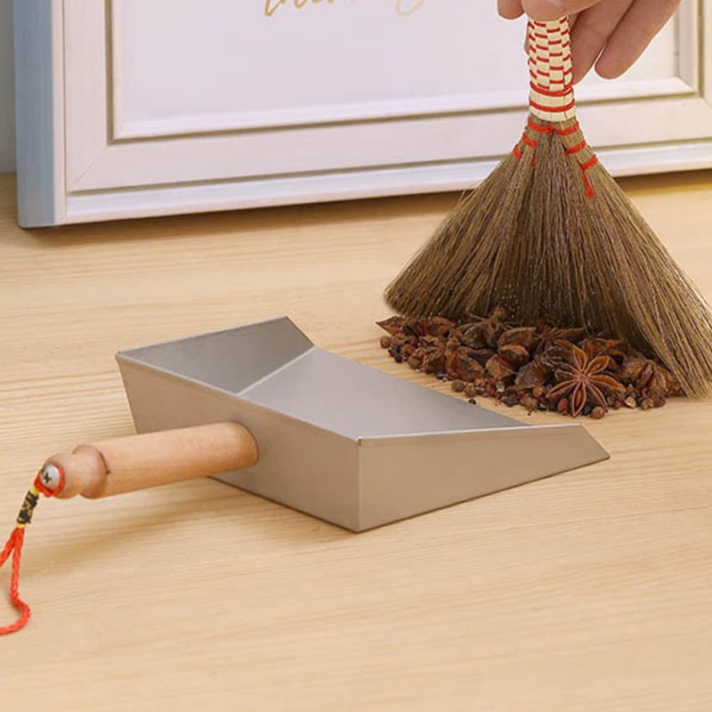 VOSAREA Mini Dustpan Stainless Steel Small Dustpan Portable Short Handle Compact Dust Pan for Workshop Table Desk Key Board - Image 3