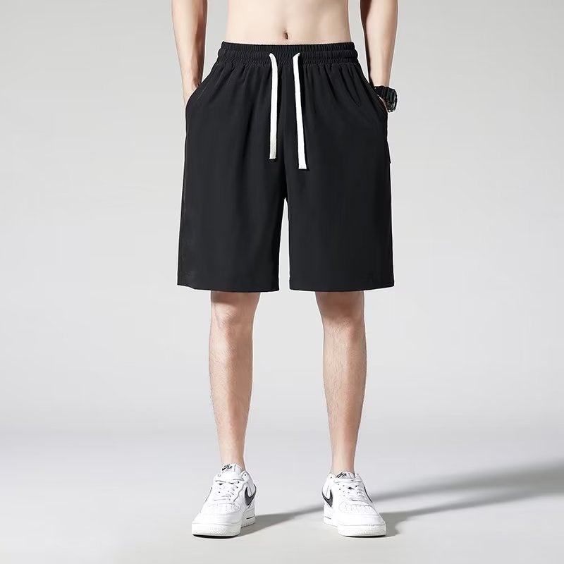 Shorts Mens Summer Outer Wear Thin Trendy Brand Sports Pants Mens Quick-drying Ice Silk Pants Loose Casual Large Pants Dark gray  - Image 3
