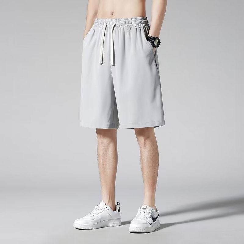 Shorts Mens Summer Outer Wear Thin Trendy Brand Sports Pants Mens Quick-drying Ice Silk Pants Loose Casual Large Pants Dark gray  - Image 2