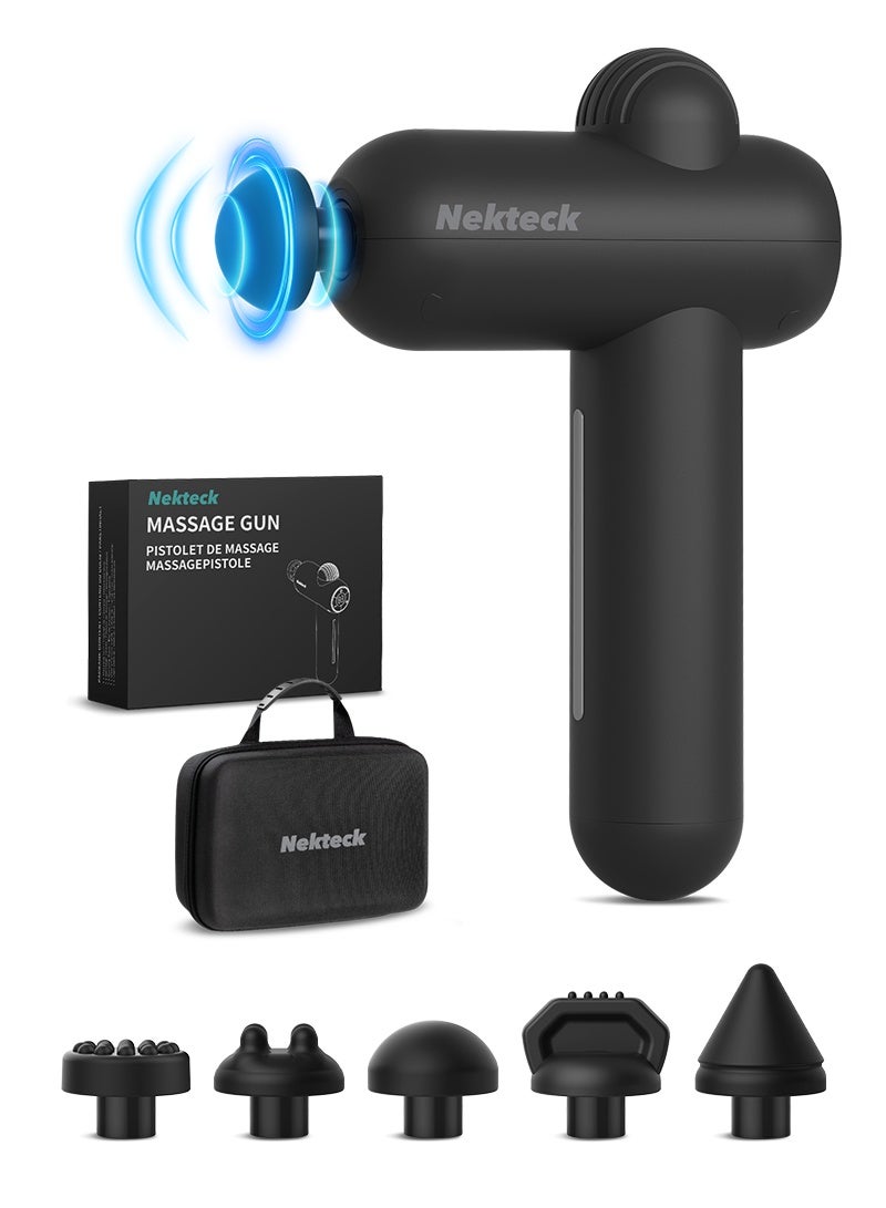 نِك تيك مدفأة التدليك بالارتطام من نكتك - سعة ارتطام 12 مم لتخفيف آلام العضلات العميقة، 4 مستويات سرعة، 5 رؤوس قابلة للاستبدال للاسترخاء الموجه، حقيبة تخزين مخصصة للمدفأة الكهربائية لسهولة النقل، مناسبة للاستخدام في الجيم والمكتب والسفر والمناطق الخارجية والمنزل - هدية فخامة له/لها - Image 1
