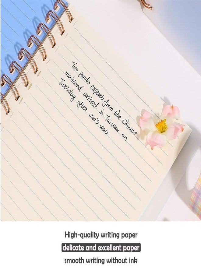AROSHNAY Aesthetic Spiral Notebook Set, A5 Size Journal Diary with Sticky Notes, 100 Sheets, Ruled Notebooks for Boys & Girls, Cute Kawaii Stationery (Multicolor) (Pack-1) (A) - Image 3