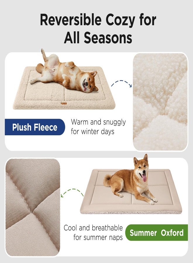 MASSFU Low-Profile Dog Pad Mat for Medium Small Dogs, Washable Ultra Soft Dog Crate Mat, High Density Foam Pet Beds for Indoor & Outdoor Dogs, 35" x 23", Cream White - Image 3