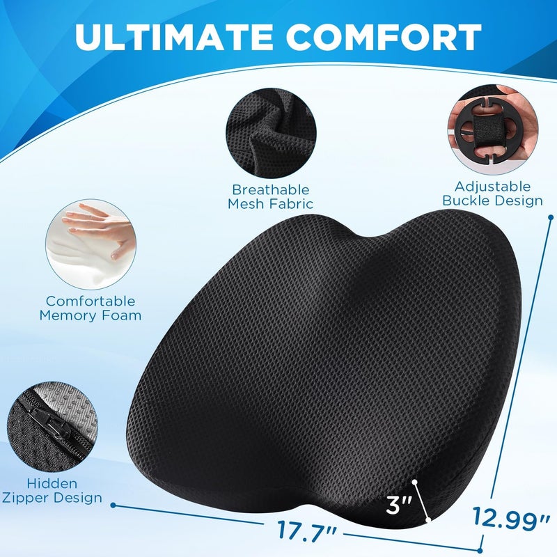 QUTOOL Car Memory Foam Seat Cushion - Wedge Booster Cushion for Driving and Office Use (Black) - Image 5