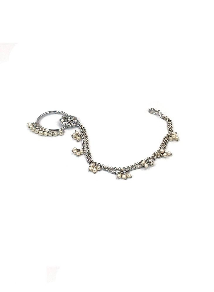 GOHONA GOHONA Indian Traditional Bollywood Style Hoop Pin Chain Bridal Nose Ring for Women - Image 1